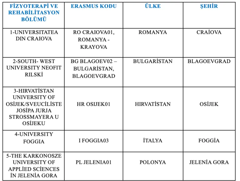 Erasmus İKİLİ ANLAŞMALAR