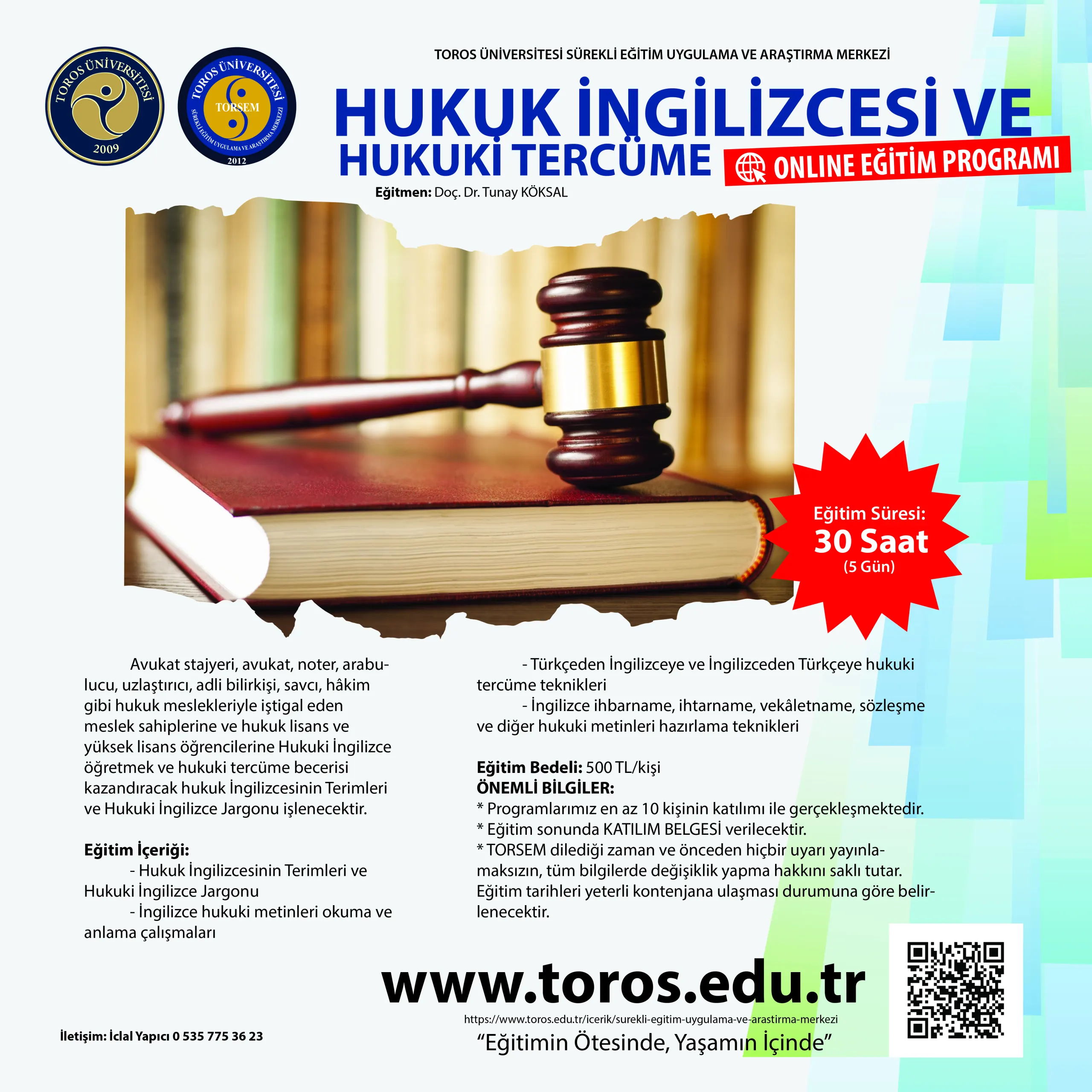 TORSEM Hukuk İngilizcesi ve Hukuki Tercüme Başvuruları Başladı..