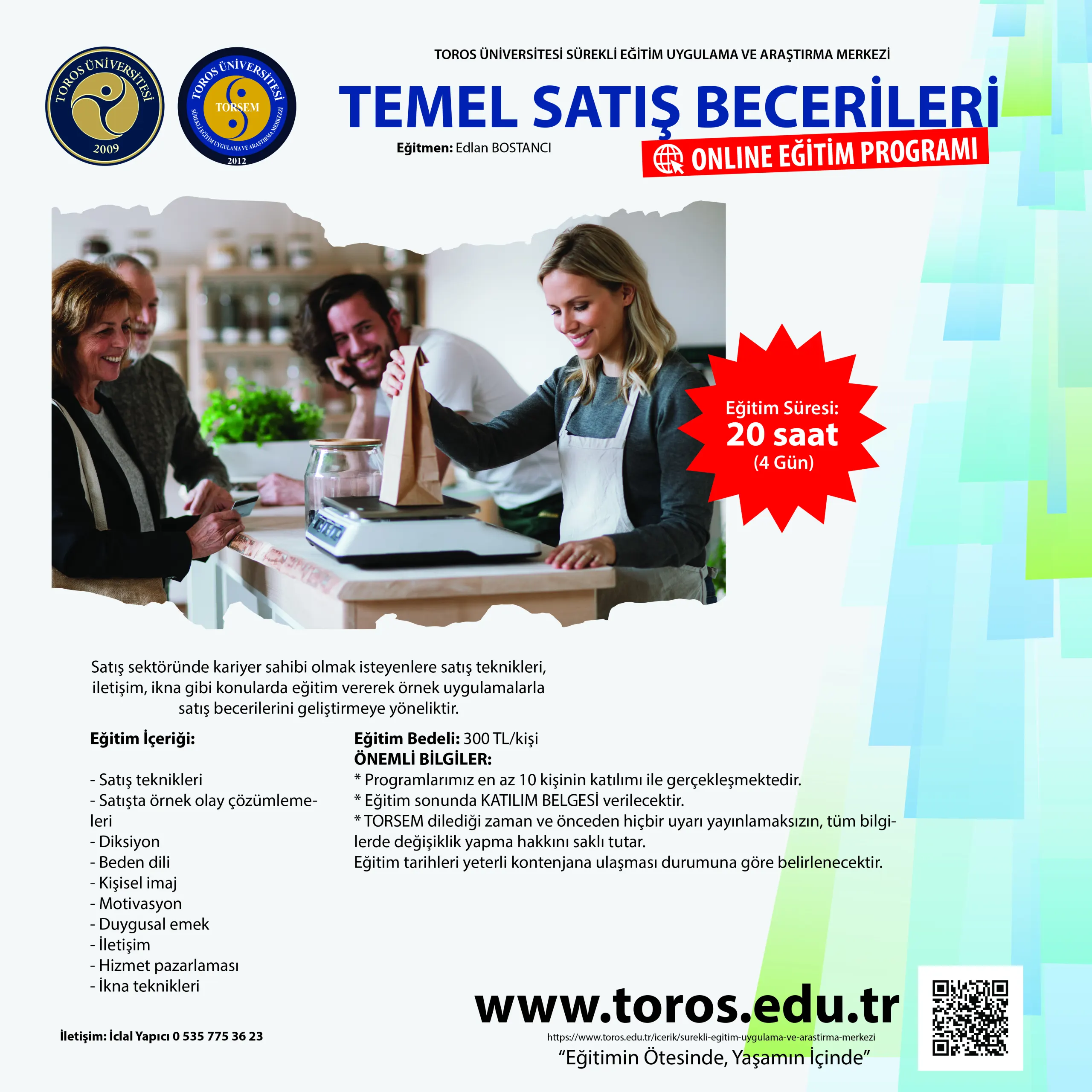 TORSEM Temel Satış Becerileri Eğitimi Başvuruları Başladı...