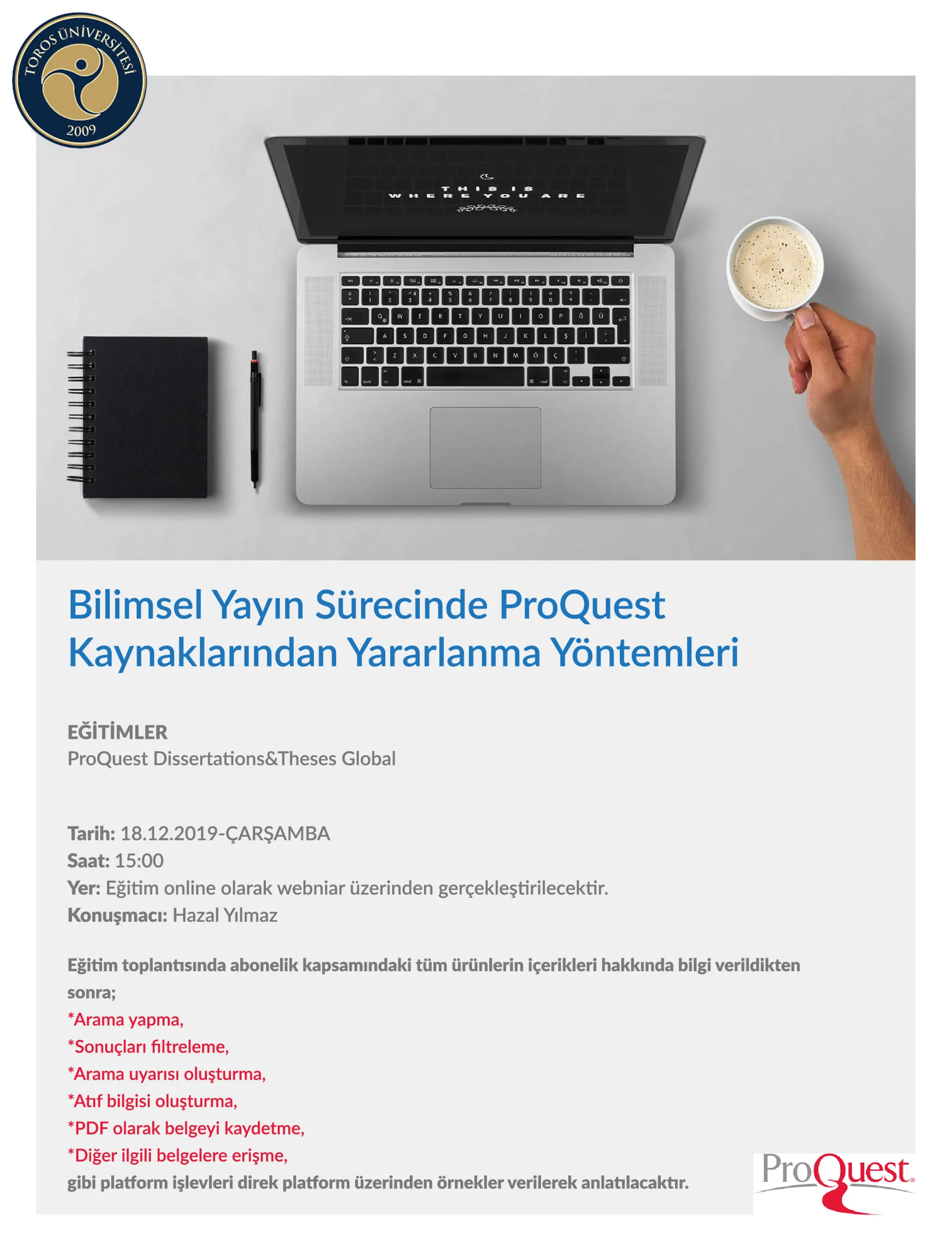 ''ProQuest Dissertations&Theses Global''  Kullanıcı Eğitimi