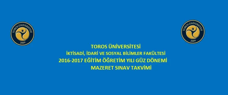 2016-2017 Mazeret Sınav Takvimi
