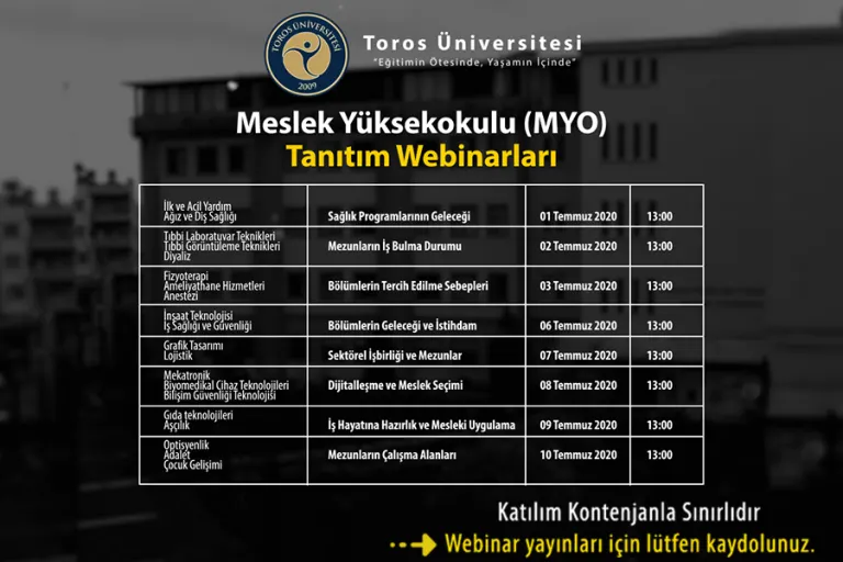 Meslek Yüksekokulu’ndan Webınar Tanıtımları