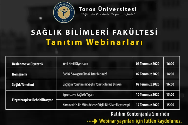 Sağlık Bilimleri Fakültesi’nden Webınar Tanıtımları
