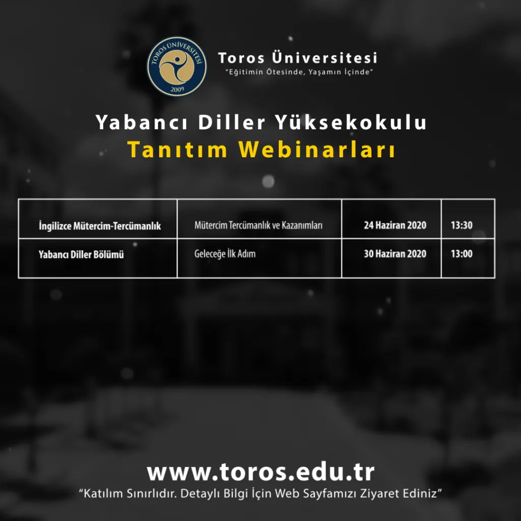Yabancı Diller  Yüksekokulu’ndan Webınar Tanıtımları