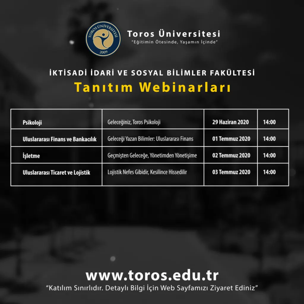 İktisadi, İdari ve  Sosyal Bilimler Fakültesi’nden Webınar Tanıtımları