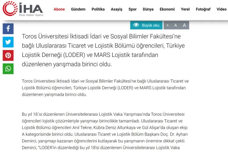 Öğrencilerimizin Başarısı Ulusal ve Yerel Basında Geniş Yer Buldu