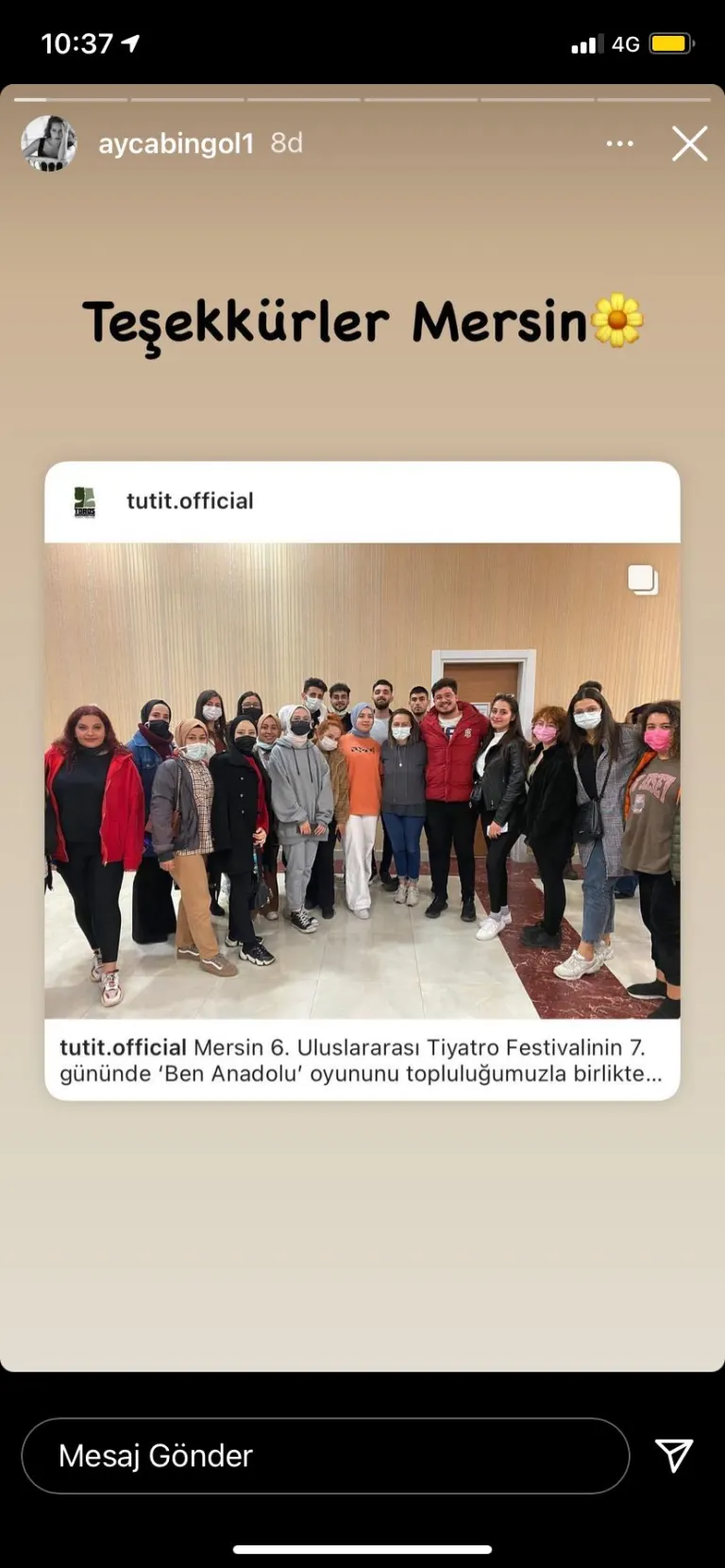 Toros Üniversitesi Tiyatro Topluluğu Mersin 6. Uluslararası Tiyatro Festivali’nde