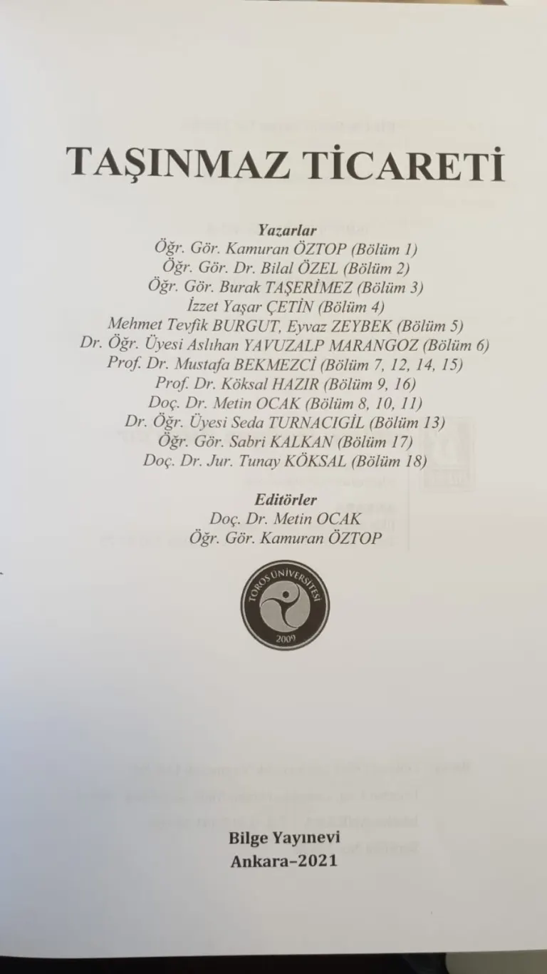 Taşınmaz Ticareti Kitabı Yayımlandı
