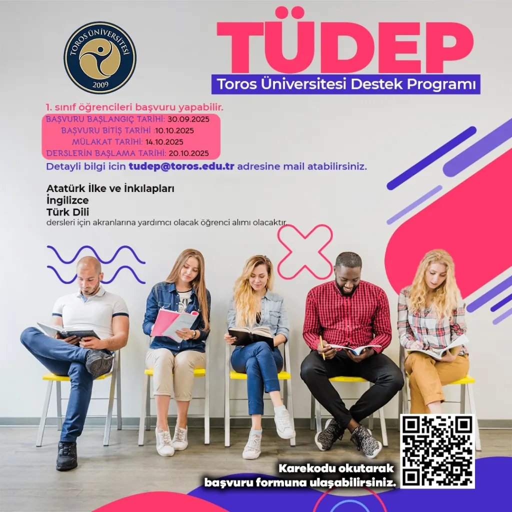 Sağlık Hizmetleri Meslek Yüksekokulu 2025-2026 Eğitim Öğretim Yılı Güz Dönemi Toros Üniversitesi Destek Programı (TÜDEP) Başvuru Duyurusu