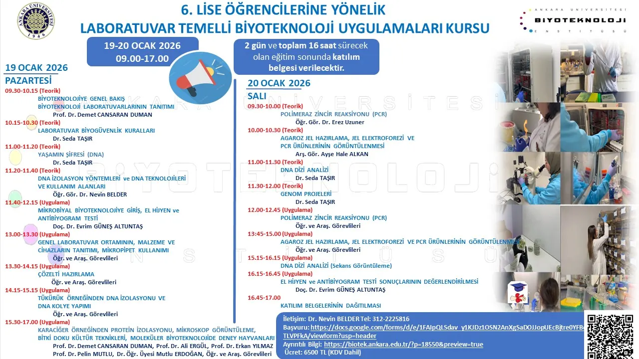 ANKARA ÜNİVERSİTESİ - Lise Öğrencileri için Düzenlenecek Kurs ANKARA ÜNİVERSİTESİ - Lise Öğrencileri için Düzenlenecek Kurs