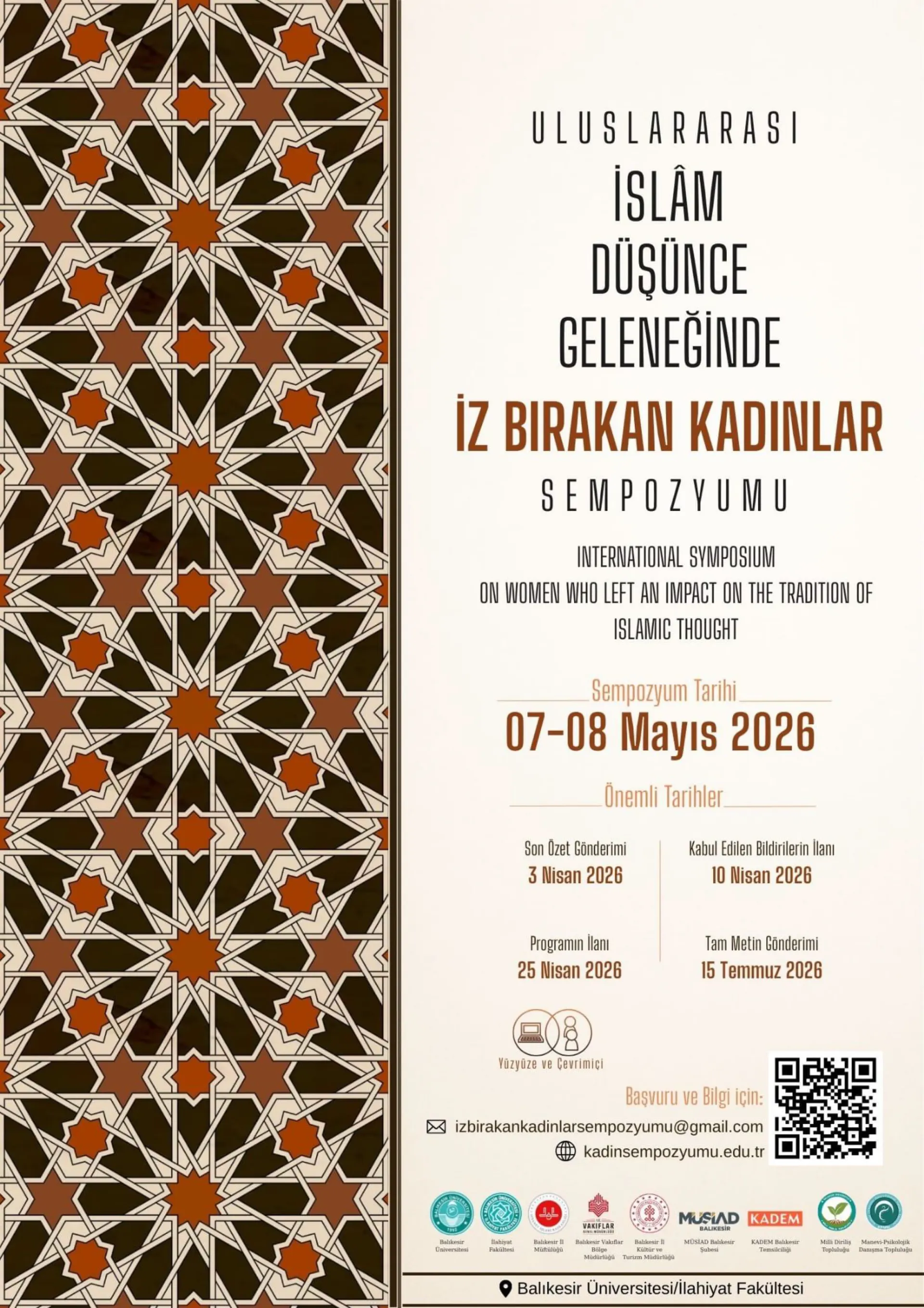 BALIKESİR ÜNİVERSİTESİ - Uluslararası İslâm Düşünce Geleneğinde İz Bırakan Kadınlar Sempozyumu