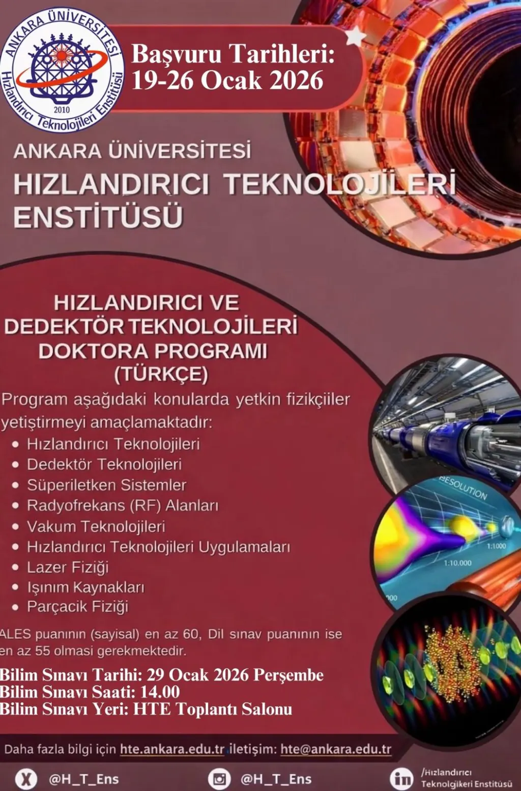 ANKARA ÜNIVERSITESI - Hızlandırıcı Teknolojileri Enstitüsü Lisansüstü Öğrenci Alımı Hakkında