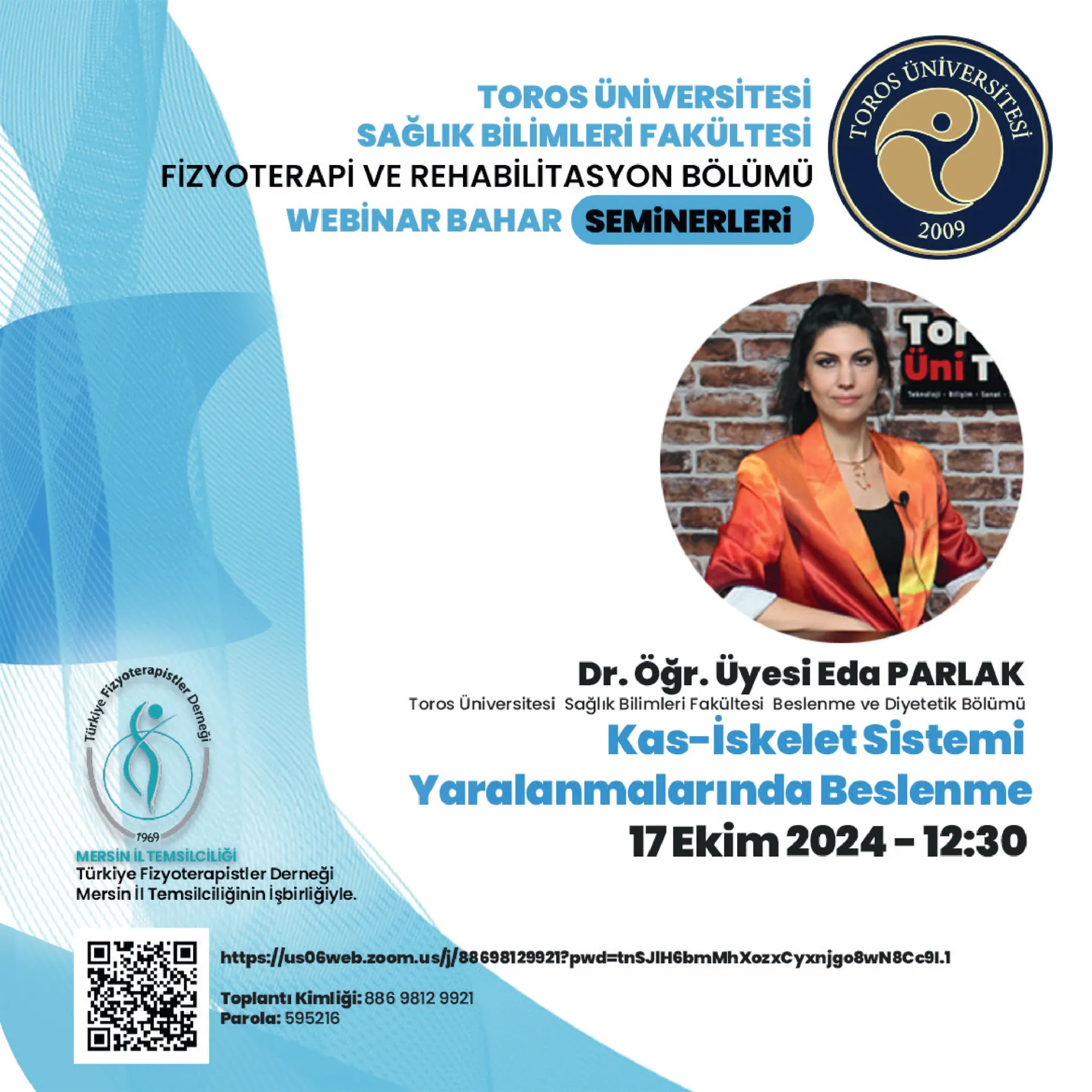 Fizyoterapi ve Rehabilitasyon Bölümü Bahar Seminerleri Güz Dönemi Programı