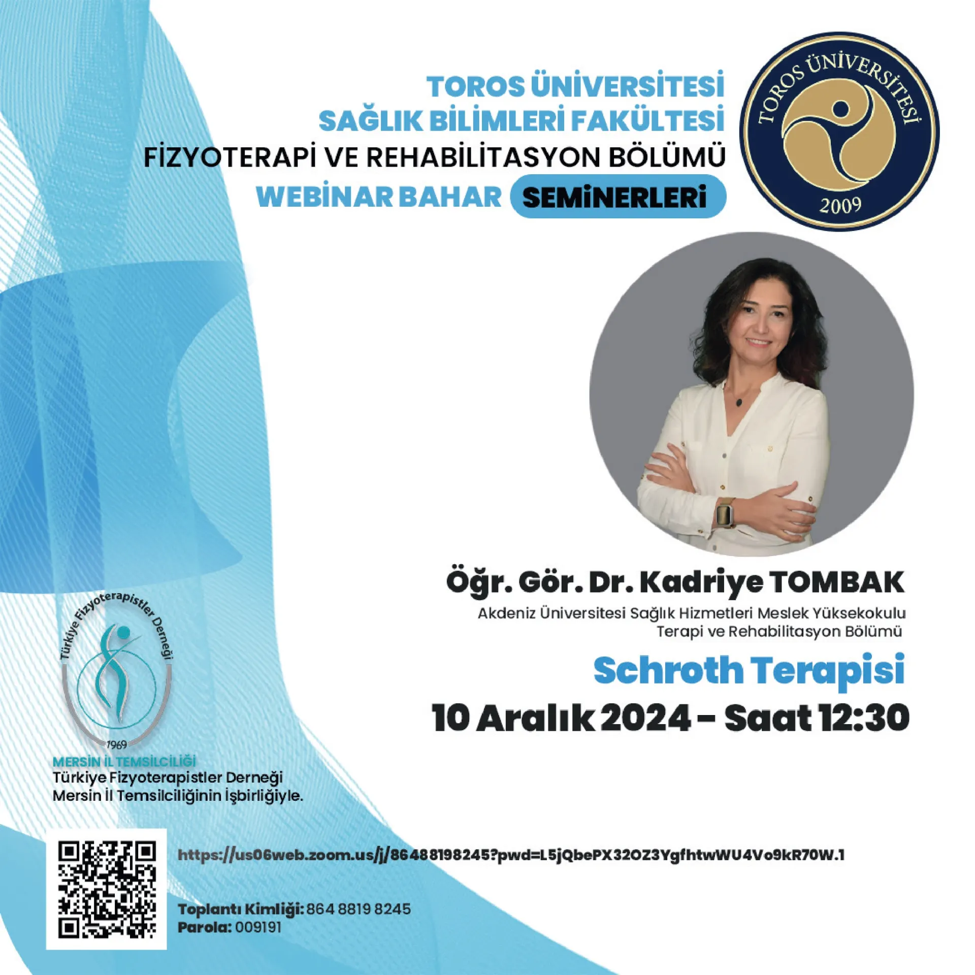 Fizyoterapi ve Rehabilitasyon Bölümü Bahar Seminerleri Güz Dönemi Programı