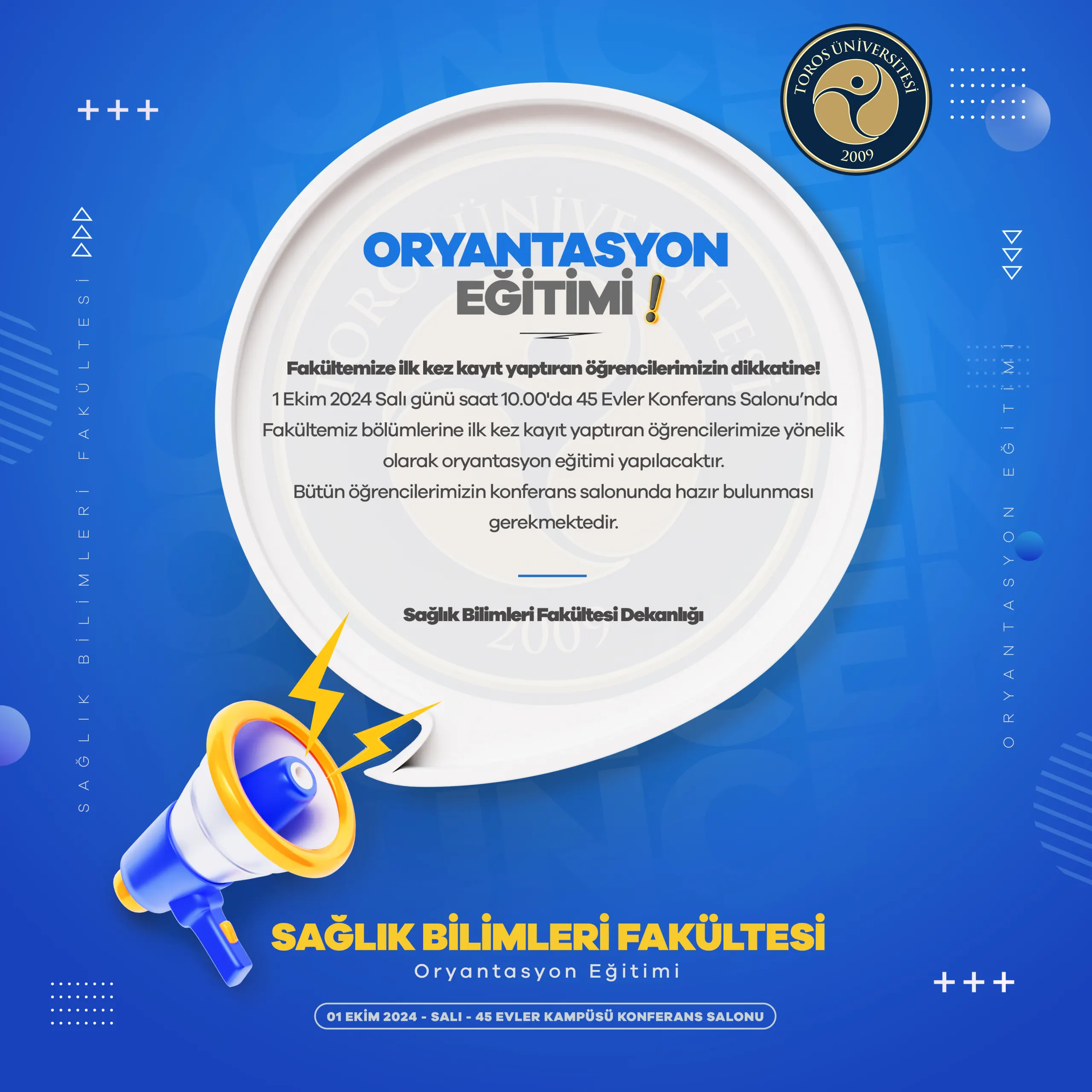Sağlık Bilimleri Fakültesi Oryantasyon Eğitimi Duyurusu